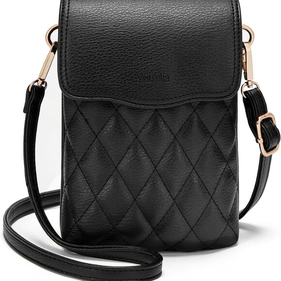 Elegant Small Crossbody Phone Bag - Lightweight Vegan Leather & Gold Hardware - Picture 1 of 6